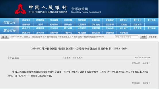 12月LPR报价出炉