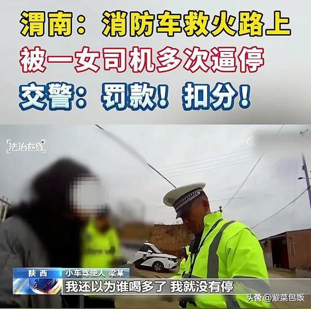 司机不给消防车让道称以为谁喝多了 恶意阻挡遭处罚